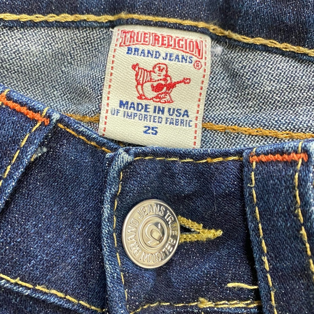 Vintage Y2K True Religion Heidi Dark Wash Ultra Low Rise  Flare Leg Jeans 25 - Picture 3 of 16